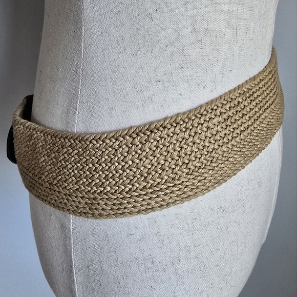 Ralph Lauren, New Woven Brown Leather Buckle Wide Statement Belt Size Small - Picture 7 of 11